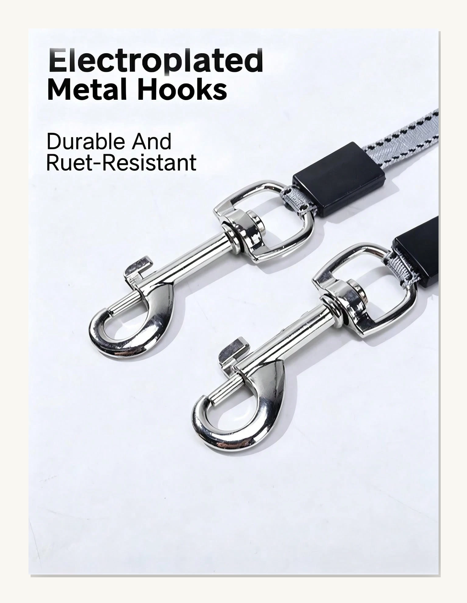 Everyday Retractable Leash electroplated metal hooks