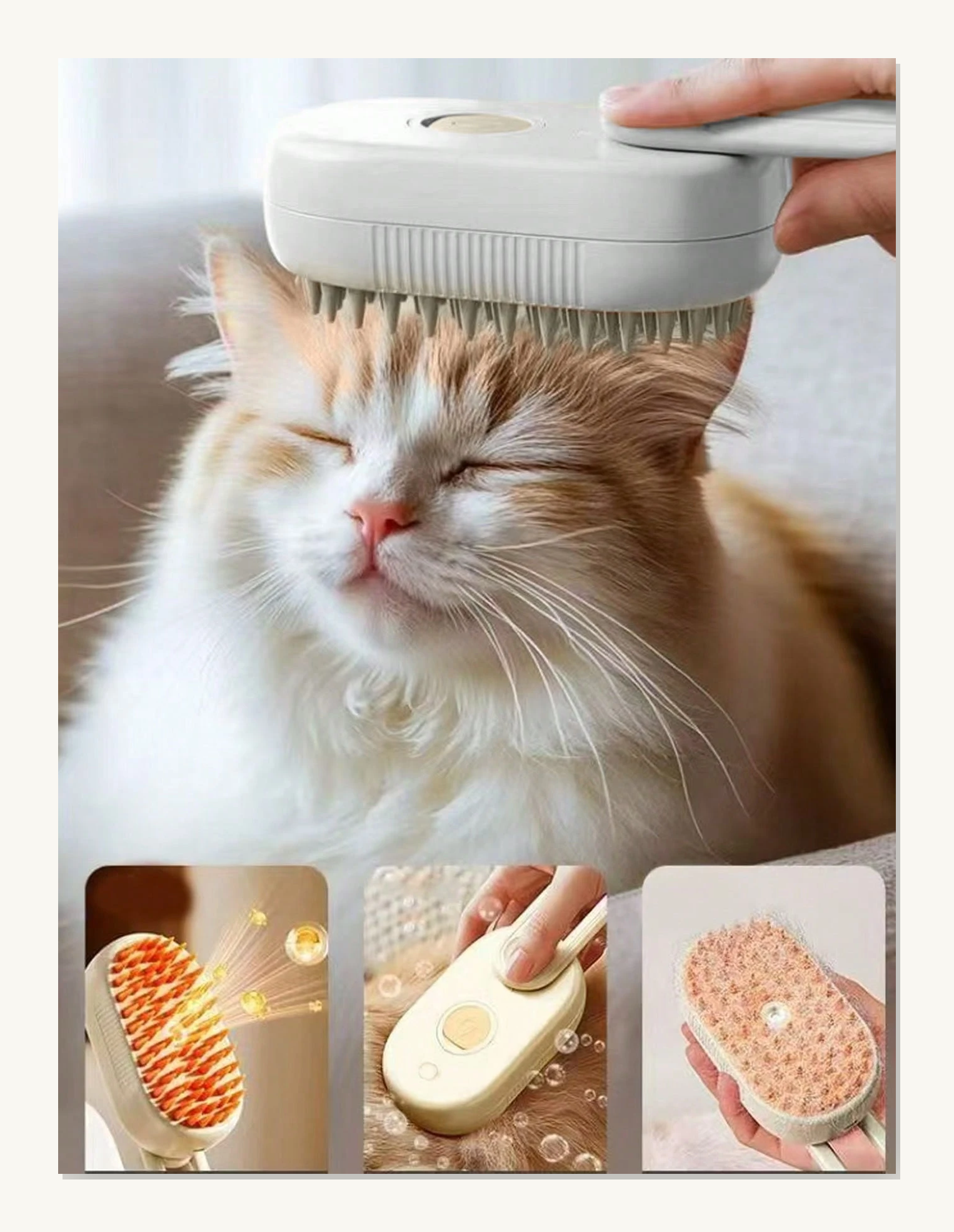 Calm Touch Grooming Duo massaging a cat during a grooming session